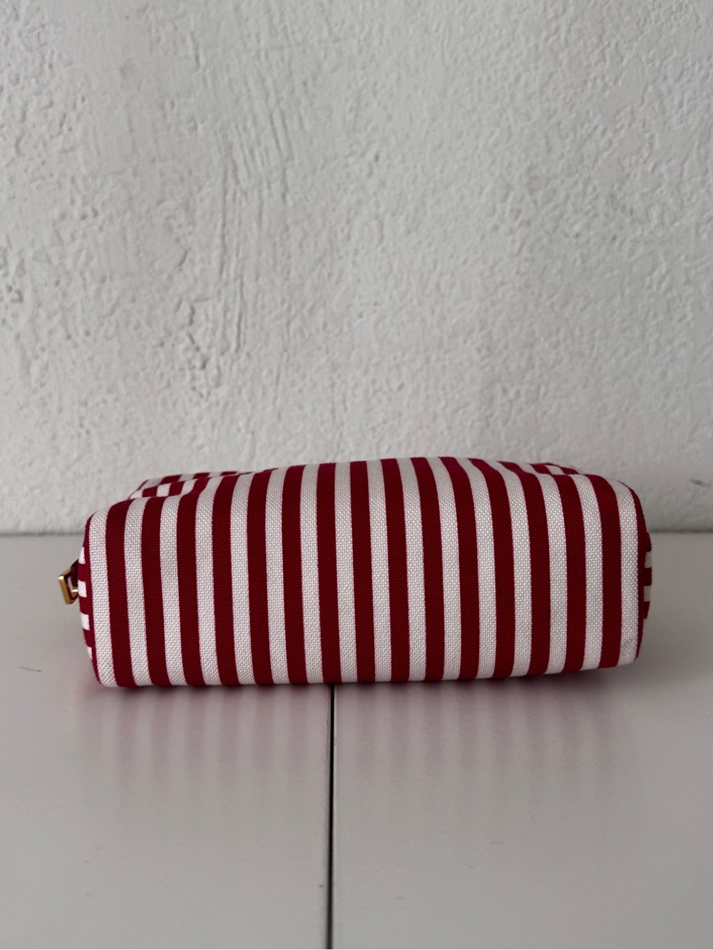 Prada Red and White Striped Canvas Cosmetic Pouch - Picture 3 of 11